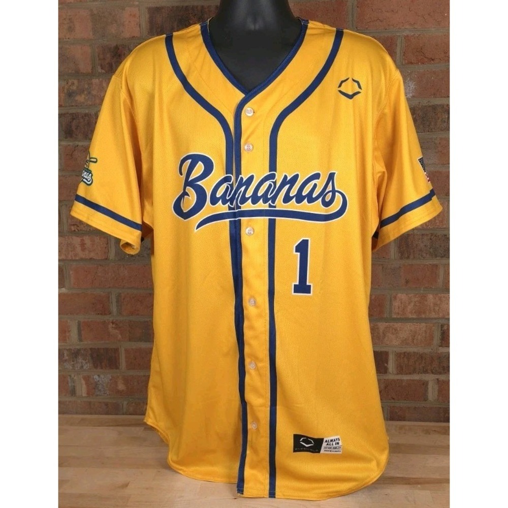 Evoshield Savannah Bananas Yellow Baseball Jersey #1 Mens 2XL XXL